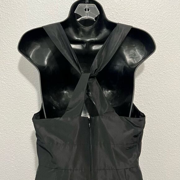 J Crew Black Silk Faux Wrap BodiceV Neck Tank Criss Cross Back Sheath Dress 6 - Picture 4 of 11